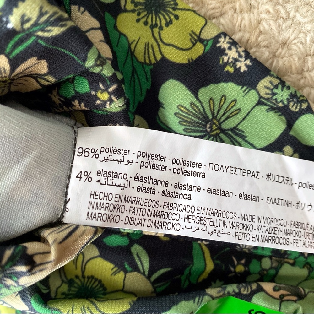 🌿 ZARA BOHO BLACK GREEN FLORAL HIGH WAIST LEGGINGS! - Picture 10 of 12
